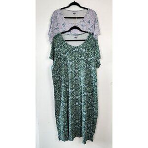 Lands' End Women's 100% Cotton Short Sleeve Maxi Nightgowns, Size 2XL, Lot of 2
